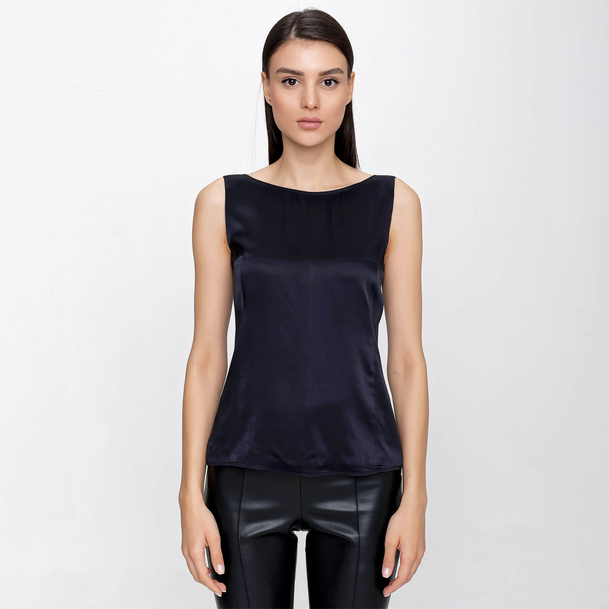 Chanel - Black Silk Thick Straped Blouse 